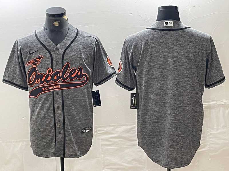 Men%27s Baltimore Orioles Blank Grey Gridiron Cool Base Stitched Baseball Jersey->baltimore orioles->MLB Jersey